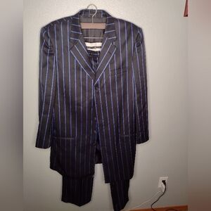 Alberto Celini Mens Pinstripe 3 Pc Suit 42L Jacket Pants 36L Vest A32
